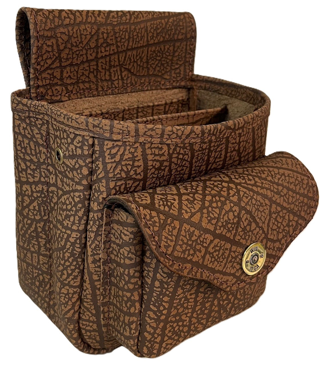 Buffalo Hide Shotgun Shell Pouch with Shell Cap - Deluxe Style