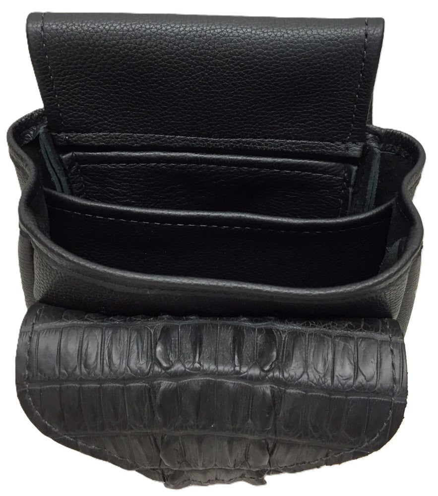 Crocodile Hornback Skin & Leather - Deluxe Style Brown or Black
