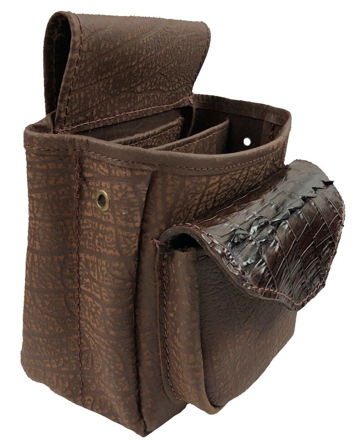 Crocodile Hornback Skin & Buffalo Hide - Deluxe Style Brown or Black