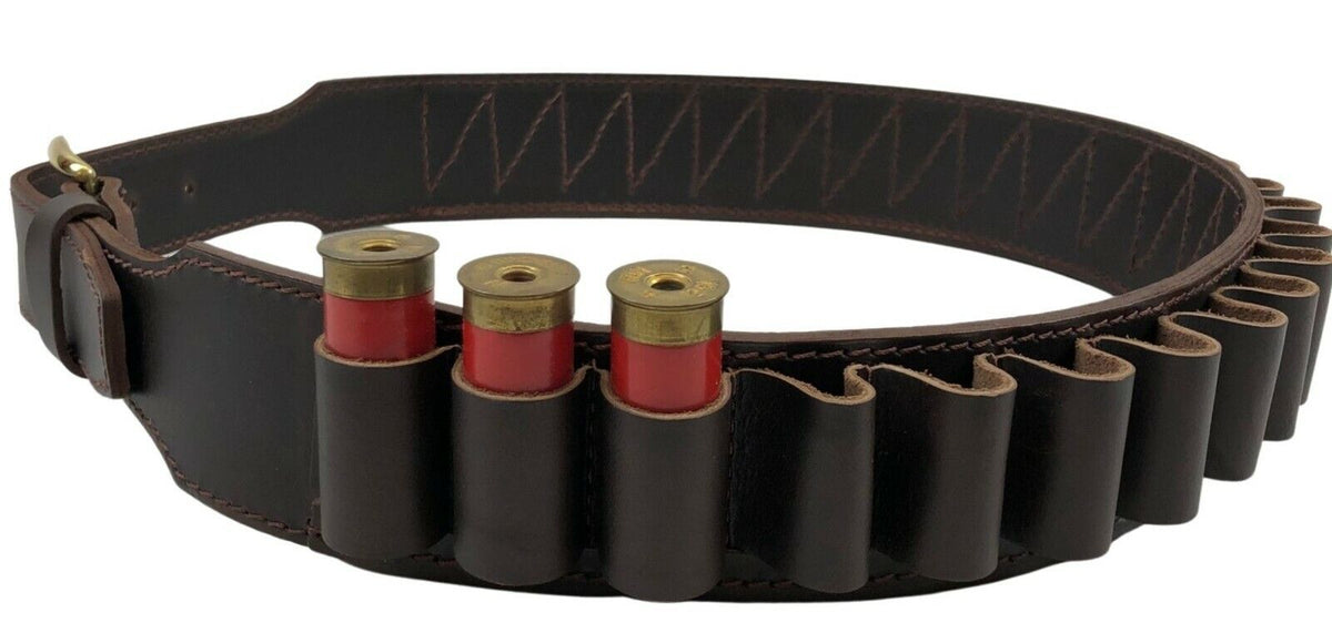 Leather 12 / 20 / 28 / 410 Ga Shotgun Shell Ammo Belt 1 1/2" - 25 Cartridges