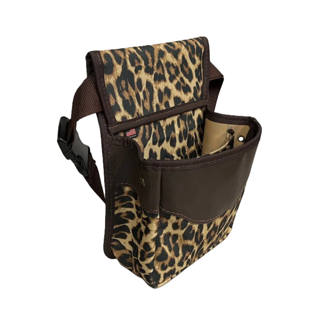 Printed Canvas & Leather Shotgun Shell Pouch - Midi Double