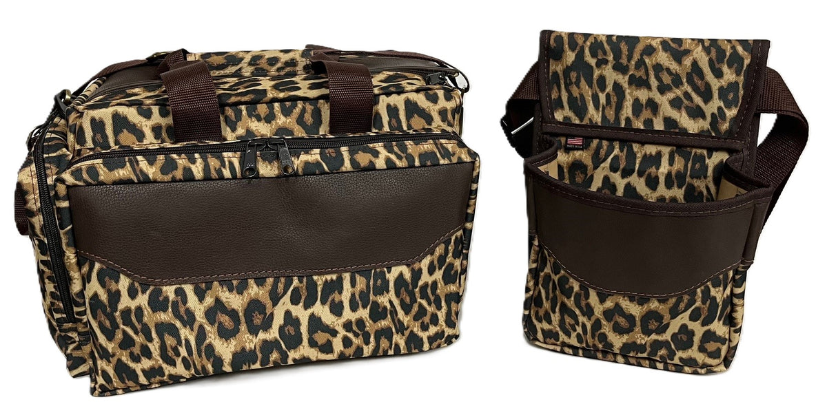 Printed Canvas & Leather Shotgun Shell Pouch - Midi Double