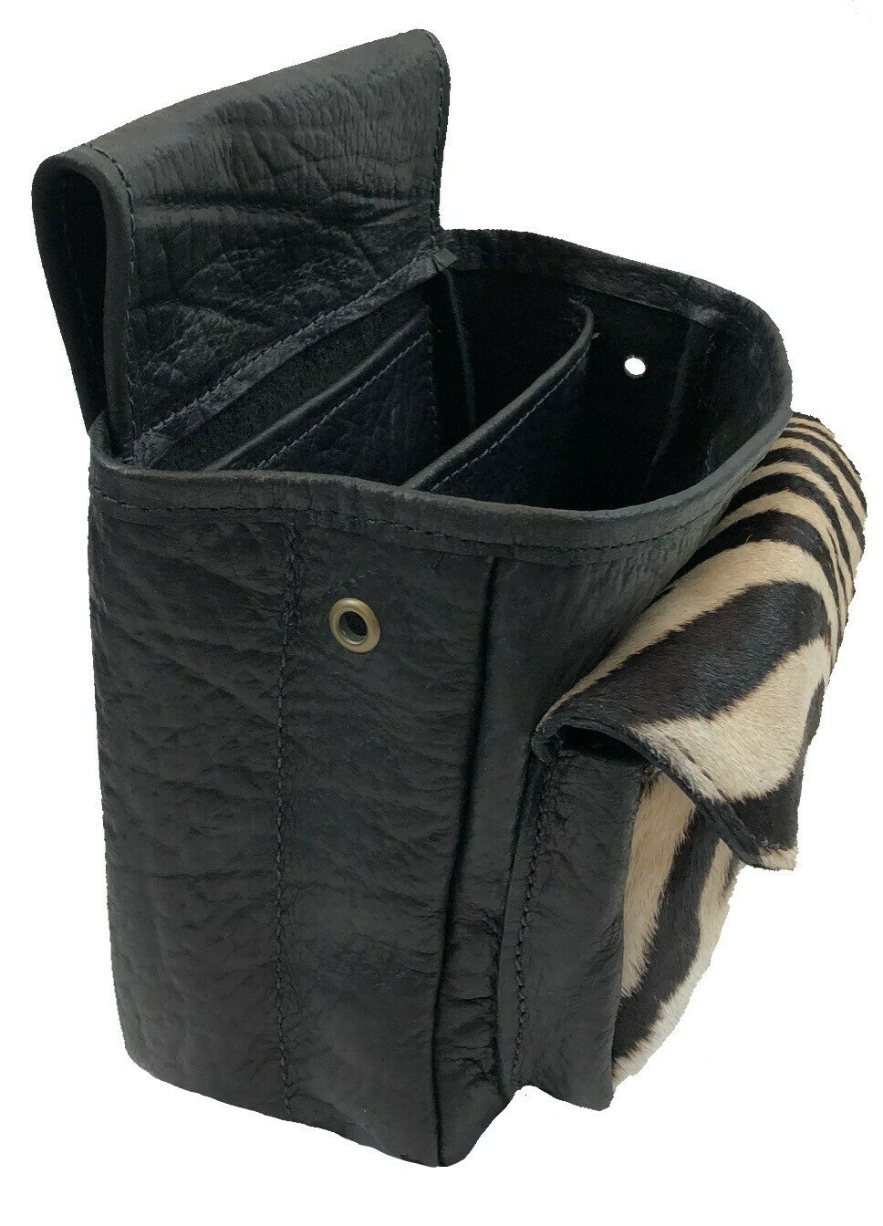 Zebra Hide & Buffalo Hide Shotgun Shell Pouch - Deluxe Style