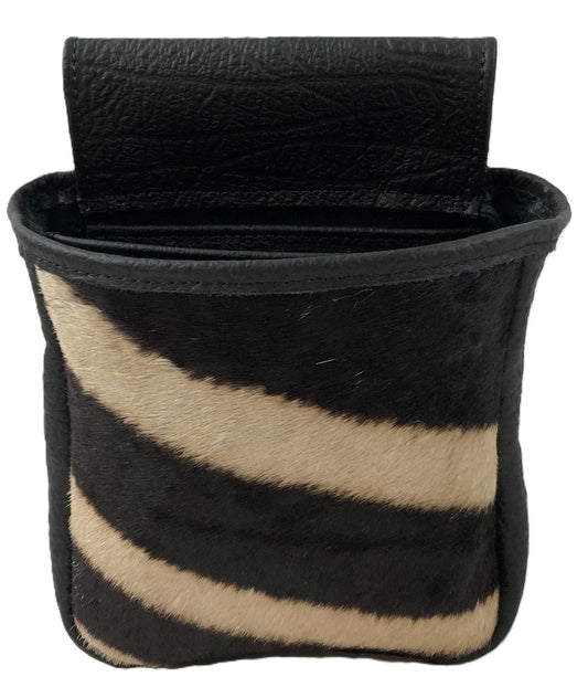Zebra & Buffalo Hide Shotgun Shell Pouch - Double