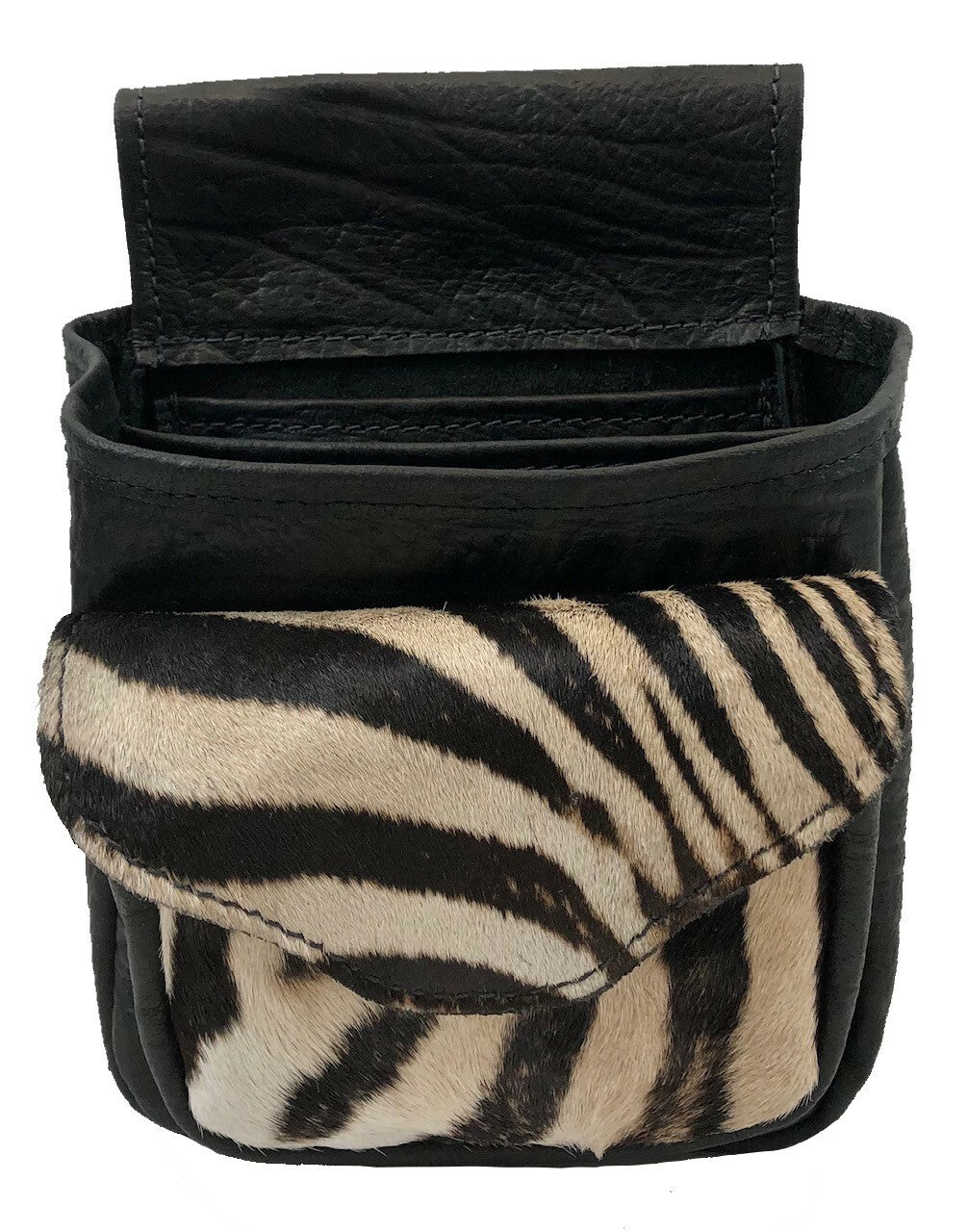 Zebra Hide & Buffalo Hide Shotgun Shell Pouch - Deluxe Style