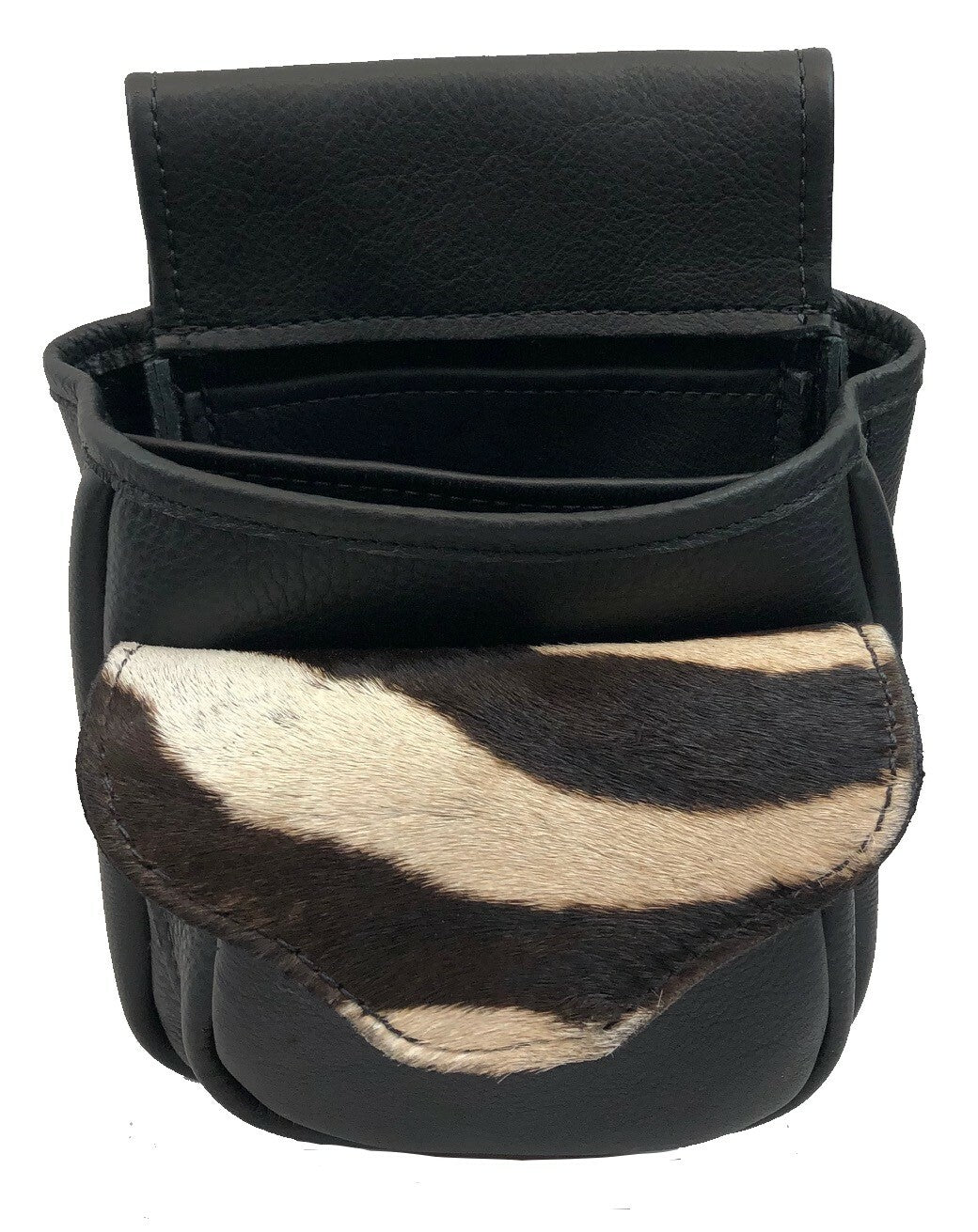 Zebra Hide & Leather Shotgun Shell Pouch - Deluxe Style