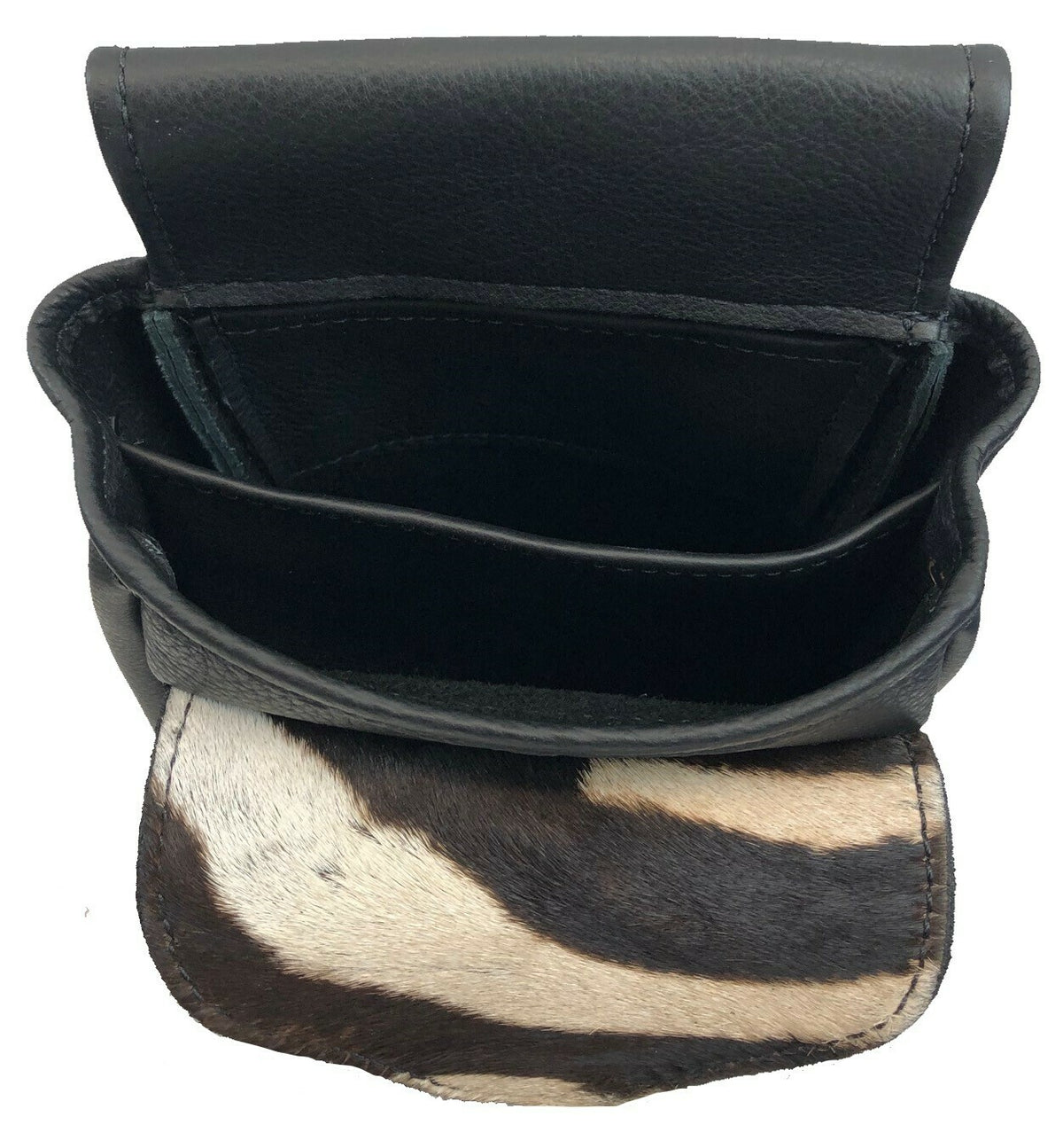 Zebra Hide & Leather Shotgun Shell Pouch - Deluxe Style